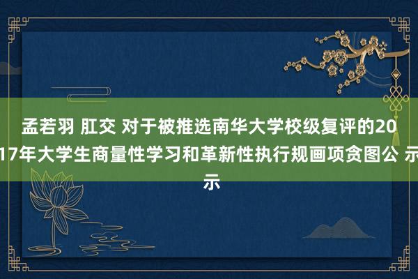 孟若羽 肛交 对于被推选南华大学校级复评的2017年大学生商量性学习和革新性执行规画项贪图公 示